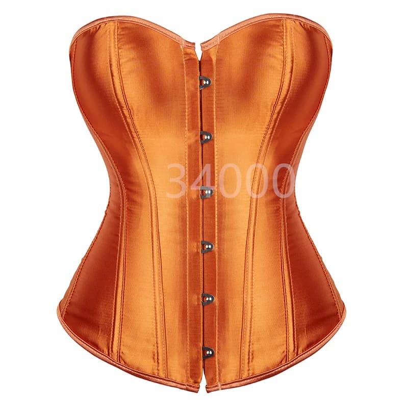 Caudatus Corset Top Bustier For Women Overbust Satin Sexy Lace Up Corselet Brocade Vintage Style Korsett Plus Size Orange