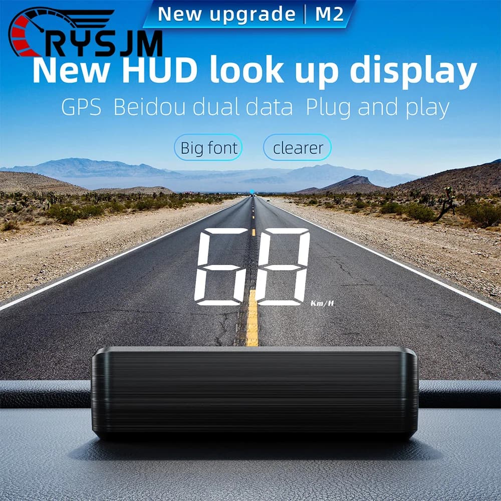 M2 GPS for HUD Car Auto Digital Speedometer Accessories Head-Up Display Auto Electronics Projector Display White Green Light LED
