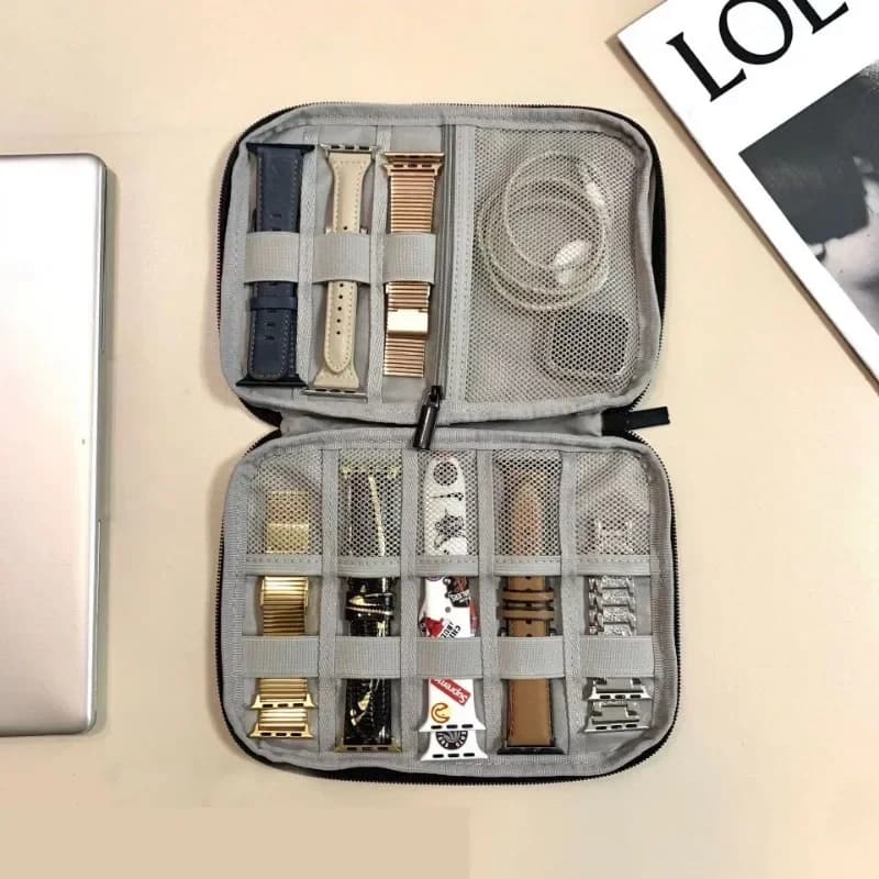 Solid Color Large Capacity Watch Storage Case Multipurpose Jewelry and Watches Storage Bag Travel Packaging Accessories