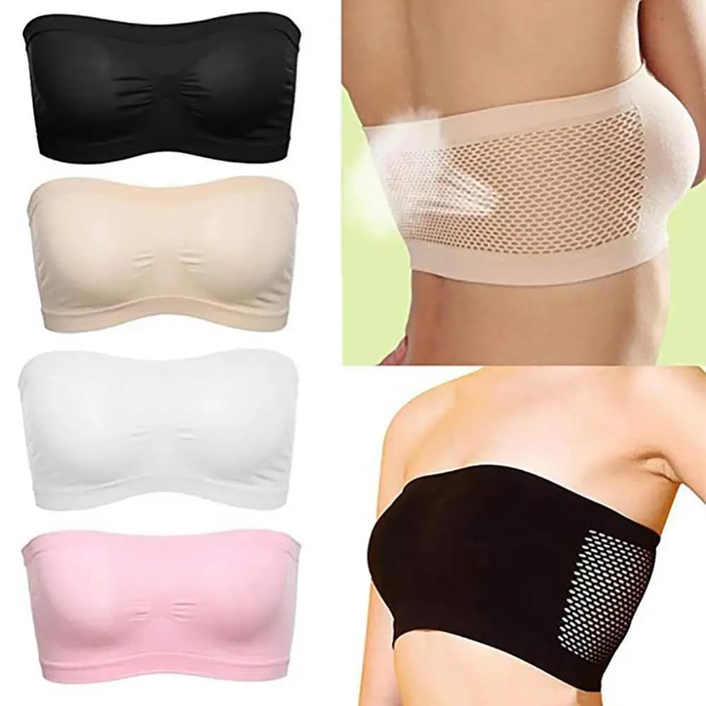 Invisible Sports Push Up Bra Solid Color Women Breathable Strapless Hollow Back Bra Sport Tube Top Seamless Chest Wrap Underwear