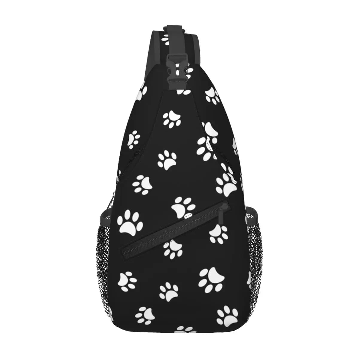 Cute White Paw Sling Bags Chest Crossbody Shoulder Sling Backpack Hiking Travel Daypacks Cool Bag