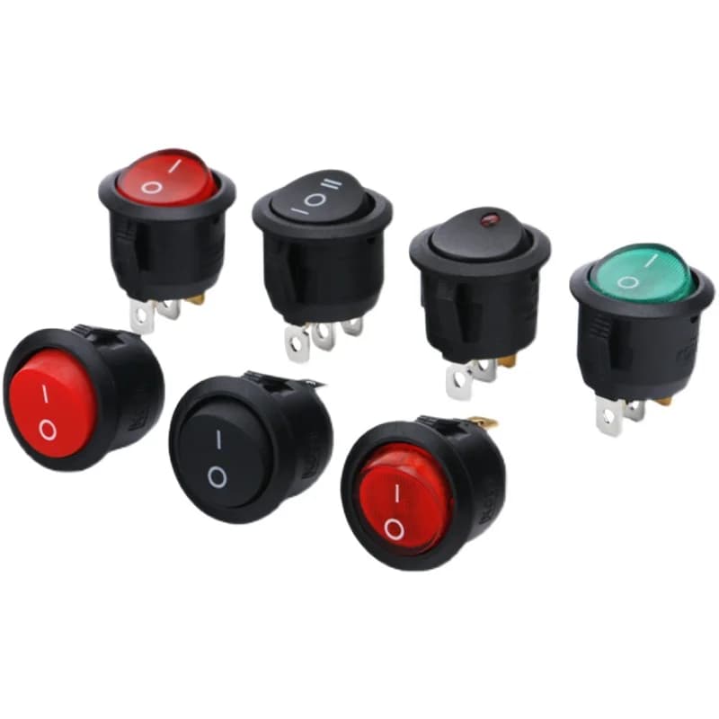 100pcs 20mm ON OFF ON Rocker Switch Round Push Button Switch 12V 24V Car Power Electrical Switch With Light Red Blue Green