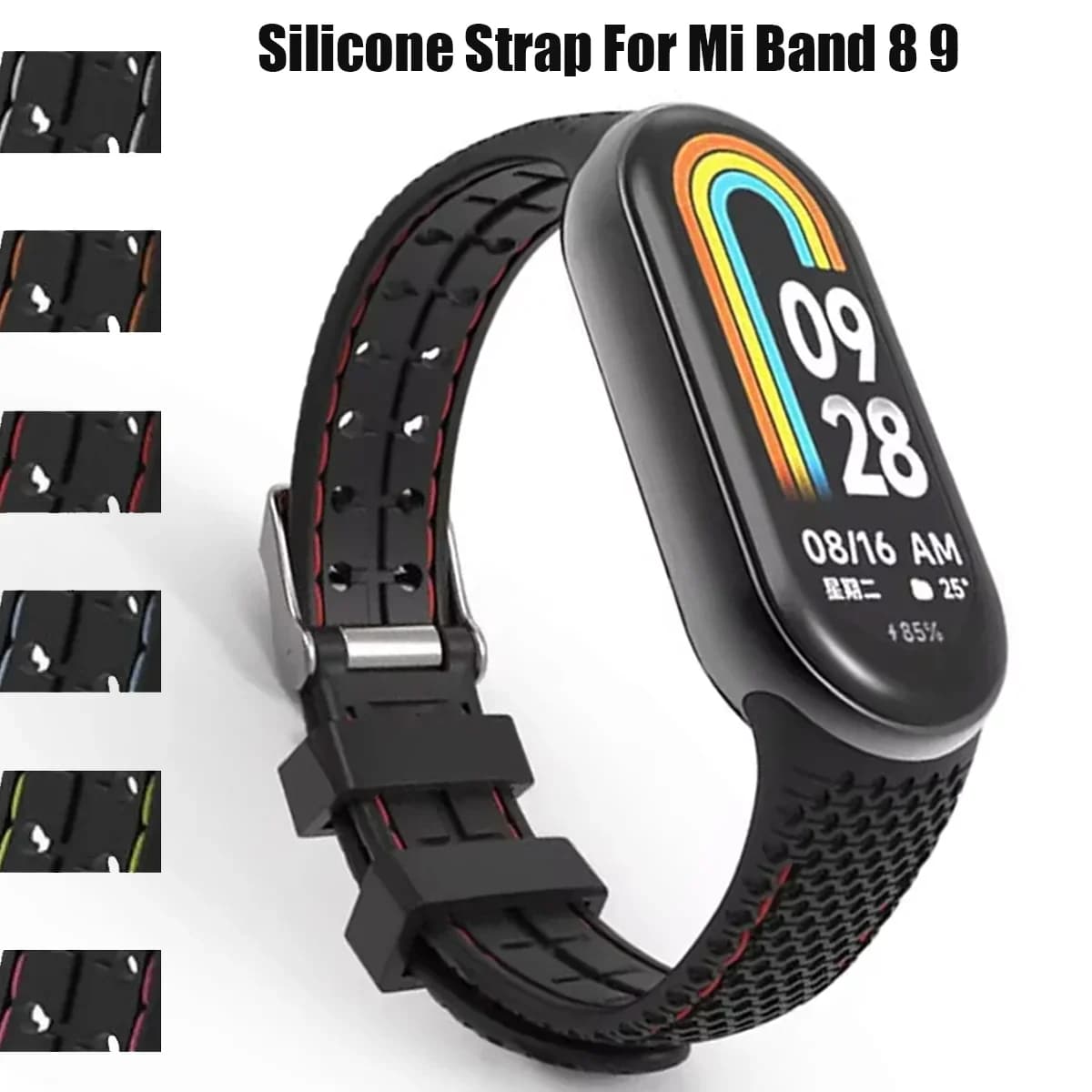 Silicone Strap For Mi Band 8 9 Bracelet Rubber Watchband Replacement Smartwatch Wrist Bracelet Correa For Xiaomi Mi Band 8 Strap