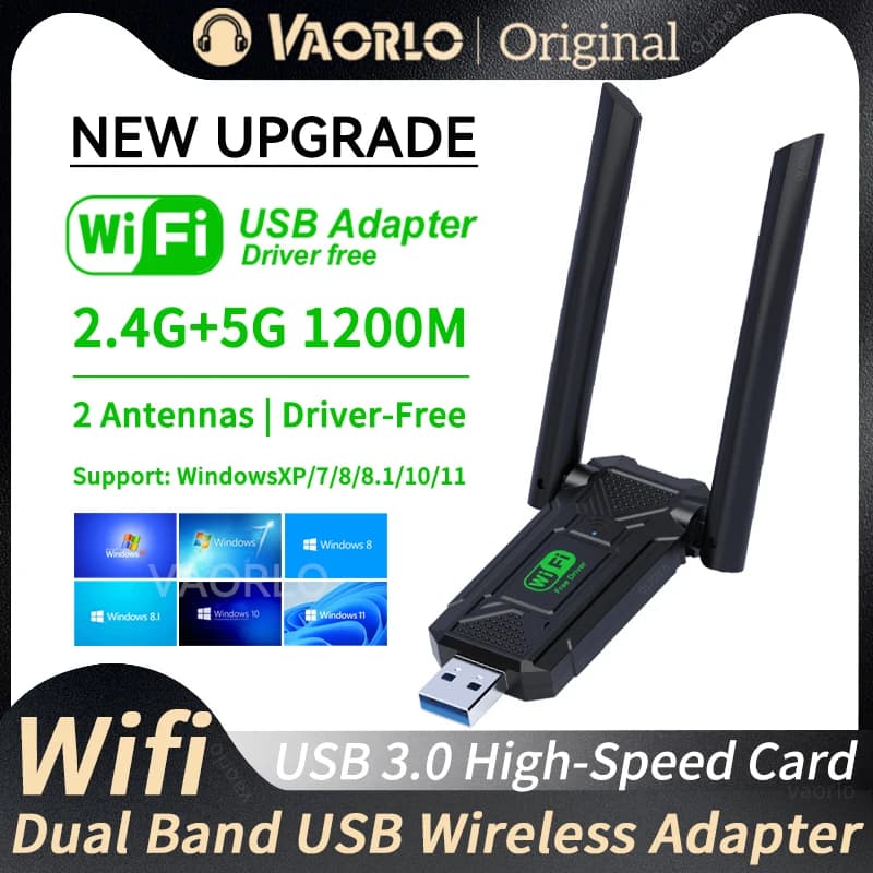 1200Mbps WiFi USB Adapter Dual Band 2.4G+5Ghz Wi-Fi Dongle Receiver USB3.0 High-Speed 802.11AC Wireless Network Card Driver Free