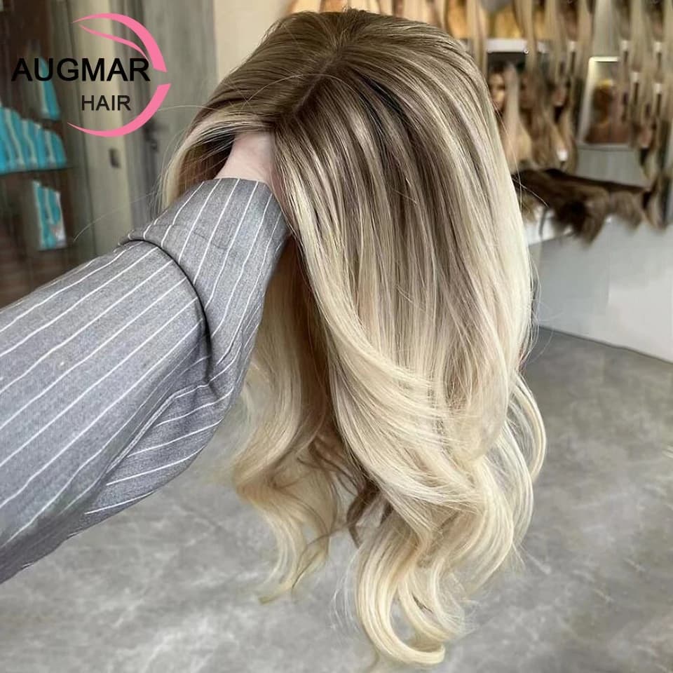 Silk Top Blonde Lace Front Wig Transparent Body Wave Human Hair Wigs For Women 200 Density Highlight Human Hair Lace Frontal Wig