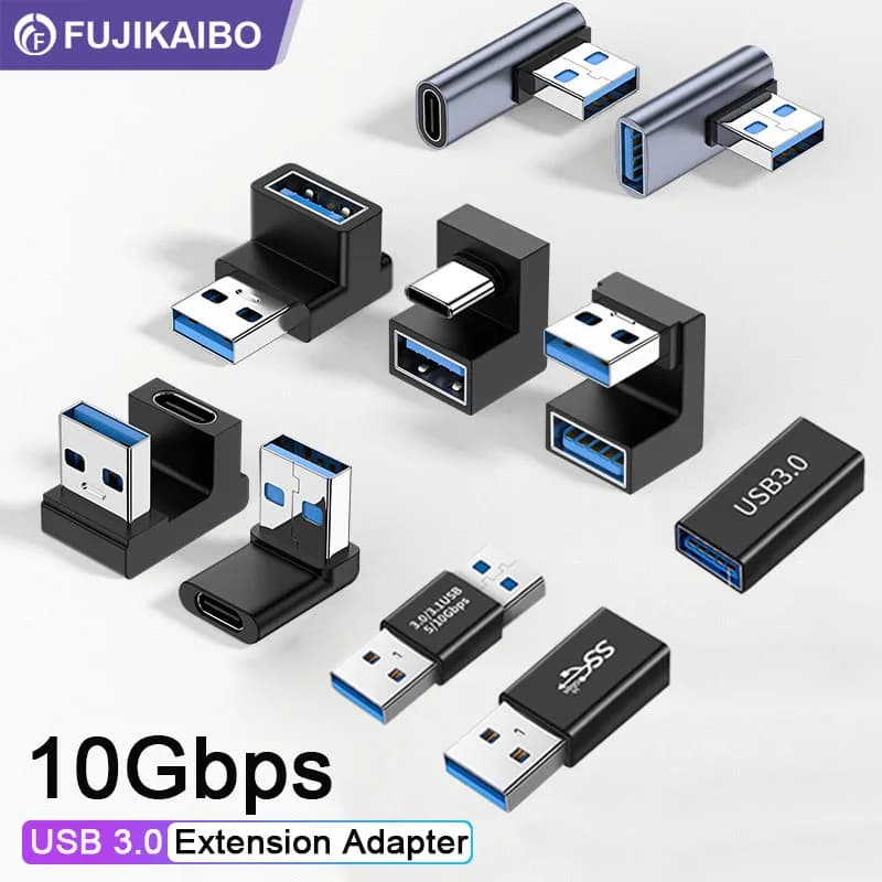 90 Degree Right Angle Connector 10Gbps USB 3.0 Extension Adapter Upward Elbow For PC Male to Female Extension Plug Converter