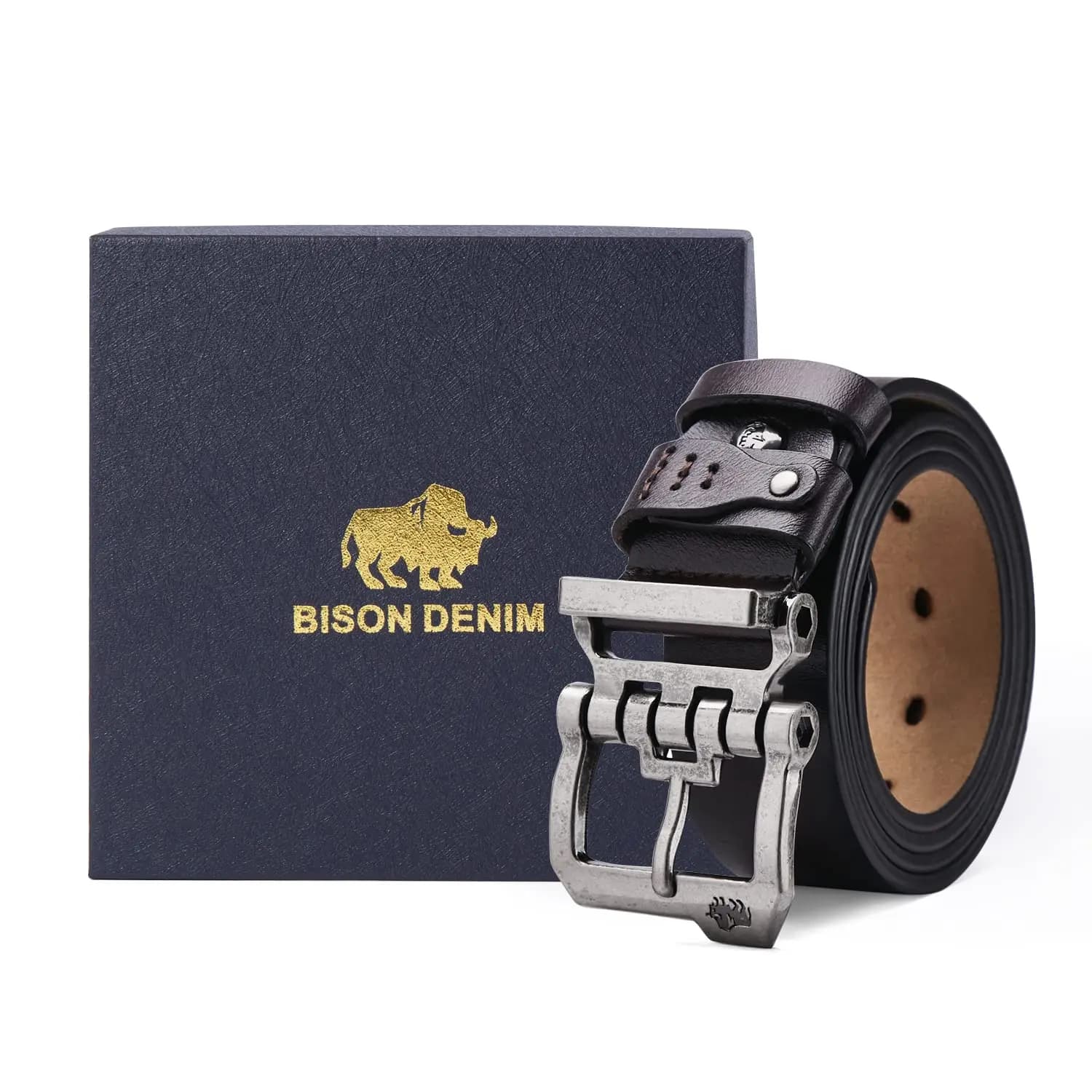 BISON DENIM Men Belts Male Business Leather Belt Mens Genuine Leather Strap Luxury Brand Pin Buckle Fancy Vintage Belt For Jeans