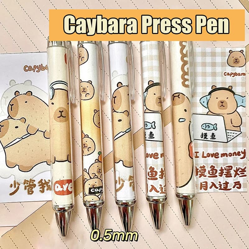 Capybara Press Pen Cartoon Cute Roll Paper Gel Pens Student 0.5mm Quick-drying Writting Pen Kawaii Creative Stationery Supplies