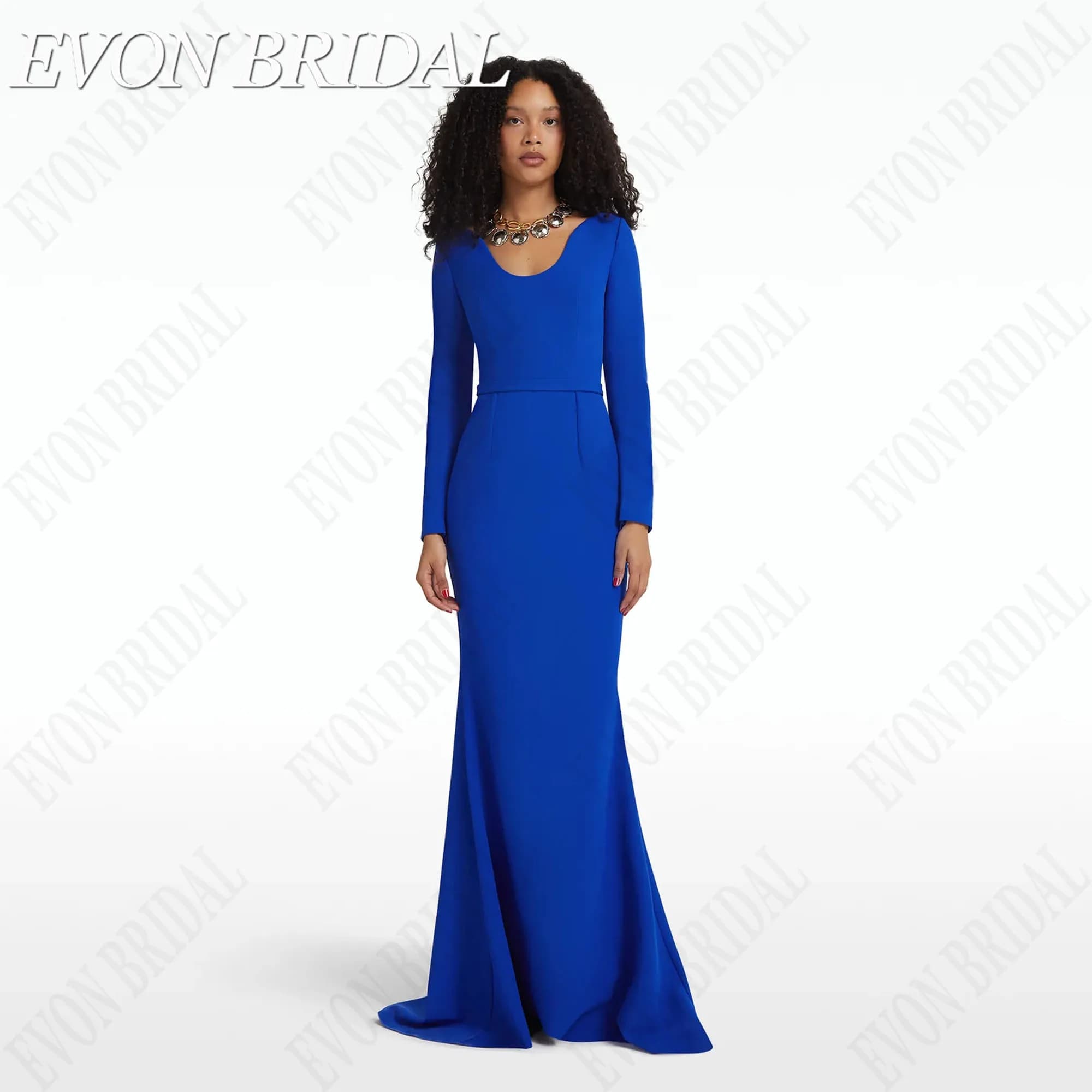 EVON BRIDAL Evening Dress 2024 Saudi Arabia Woman Long Sleeves O-Neck Formal Occasion Gowns Satin Mermaid Vestidos De Ocasião