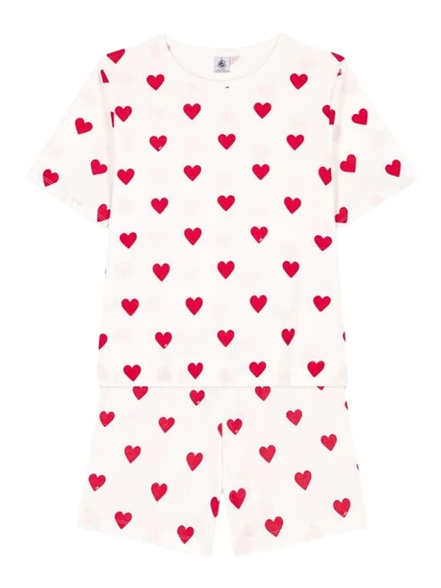 Women Valentine s Day Pajama Set Heart Print Short Sleeve T-shirt Shorts Sleepwear Loungewear