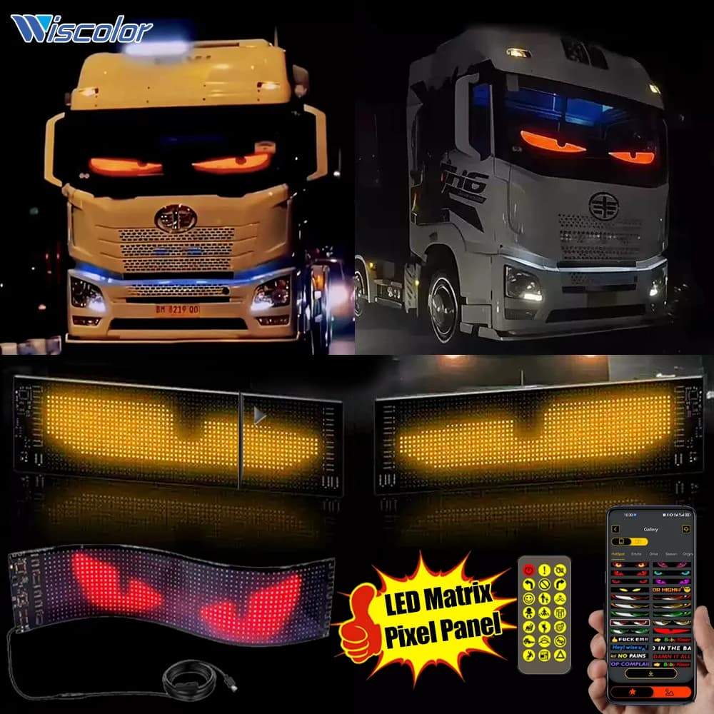 Truck Eye Led Display Car Sign Animation Led Matrix Panel Bluetooth App Control Programmable Flexible Screen Led Car Light