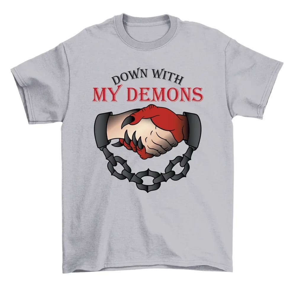 Down With My Demons Devil Halloween T-Shirt Men Women High Quality 100%Cotton Short Sleeve