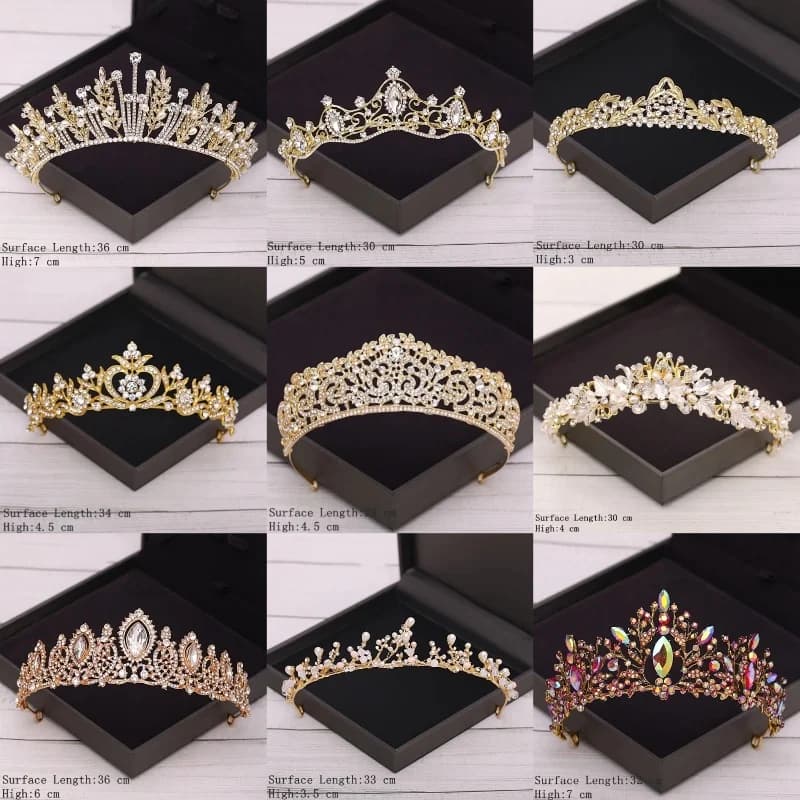 Bridal Crown Golden Wedding Hair Accessories Crystal Rhinestone Bride Wedding Tiaras and Crowns Headpiece Diadema Hair Ornament