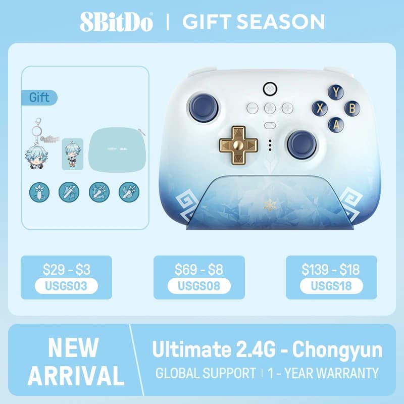 8BitDo Ultimate 2.4G Wireless Controller for PC, Android, Steam Deck, and Apple (Officially Licensed by Genshin Impact)