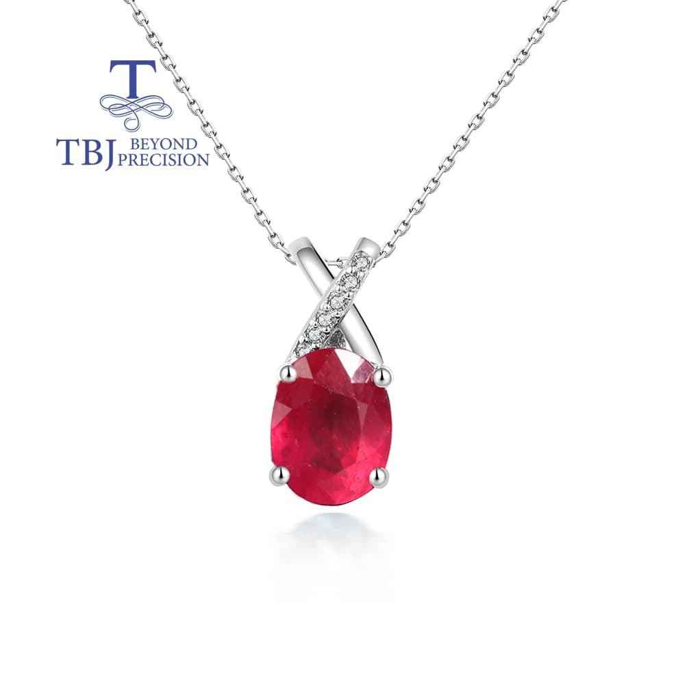 Simple exquisite style natural filled ruby pendant necklace S925 silver fine jewelry for women's birthday light luxury gift