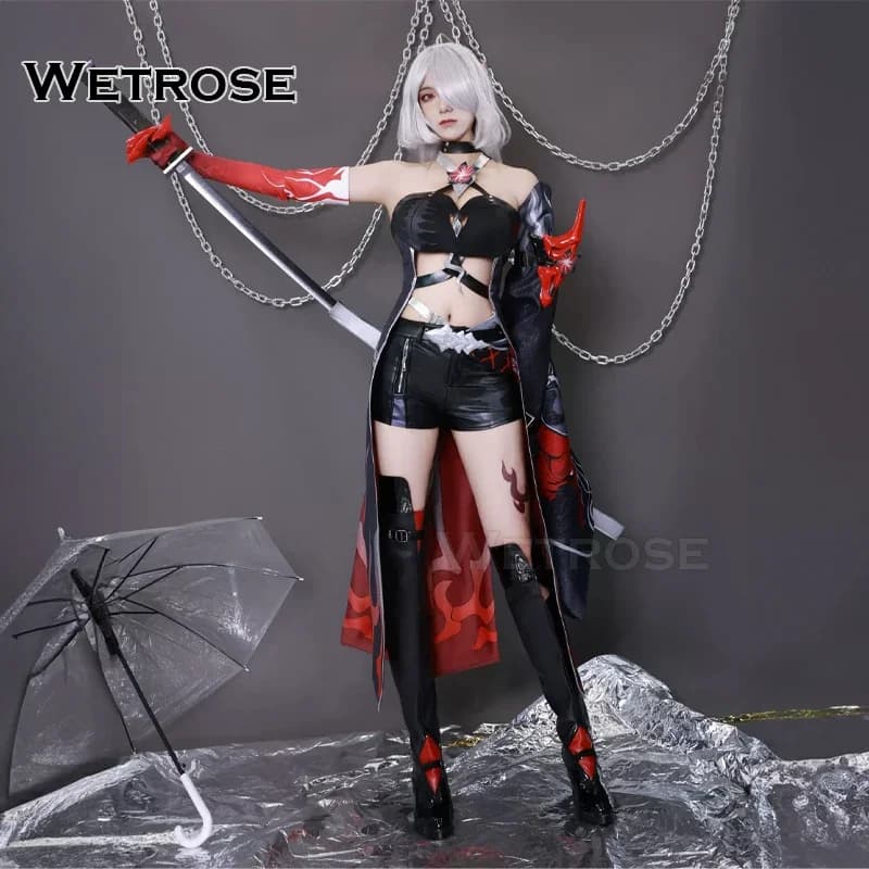 【Wetrose】 Acheron Red Cosplay Costume Ultimate Ult Honkai Star Rail Yomi Kyoden: A Cleave Across the Transient World Set Wig