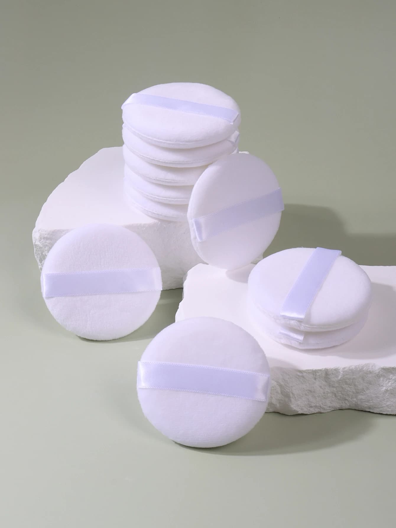 2-5-10-20Pcs Portable and Practical High-Grade White Round Powder Puff for Base and Fixing Makeup