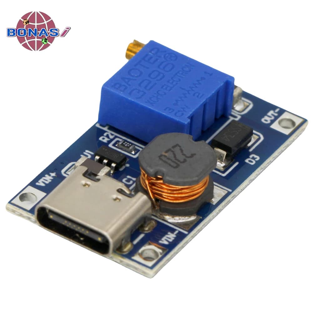 MT3608 DC-DC Adjustable Boost Module 2A Boost Plate Step Up Module with/without MICRO USB / Type-c 2V-24V to 5V 9V 12V 28V