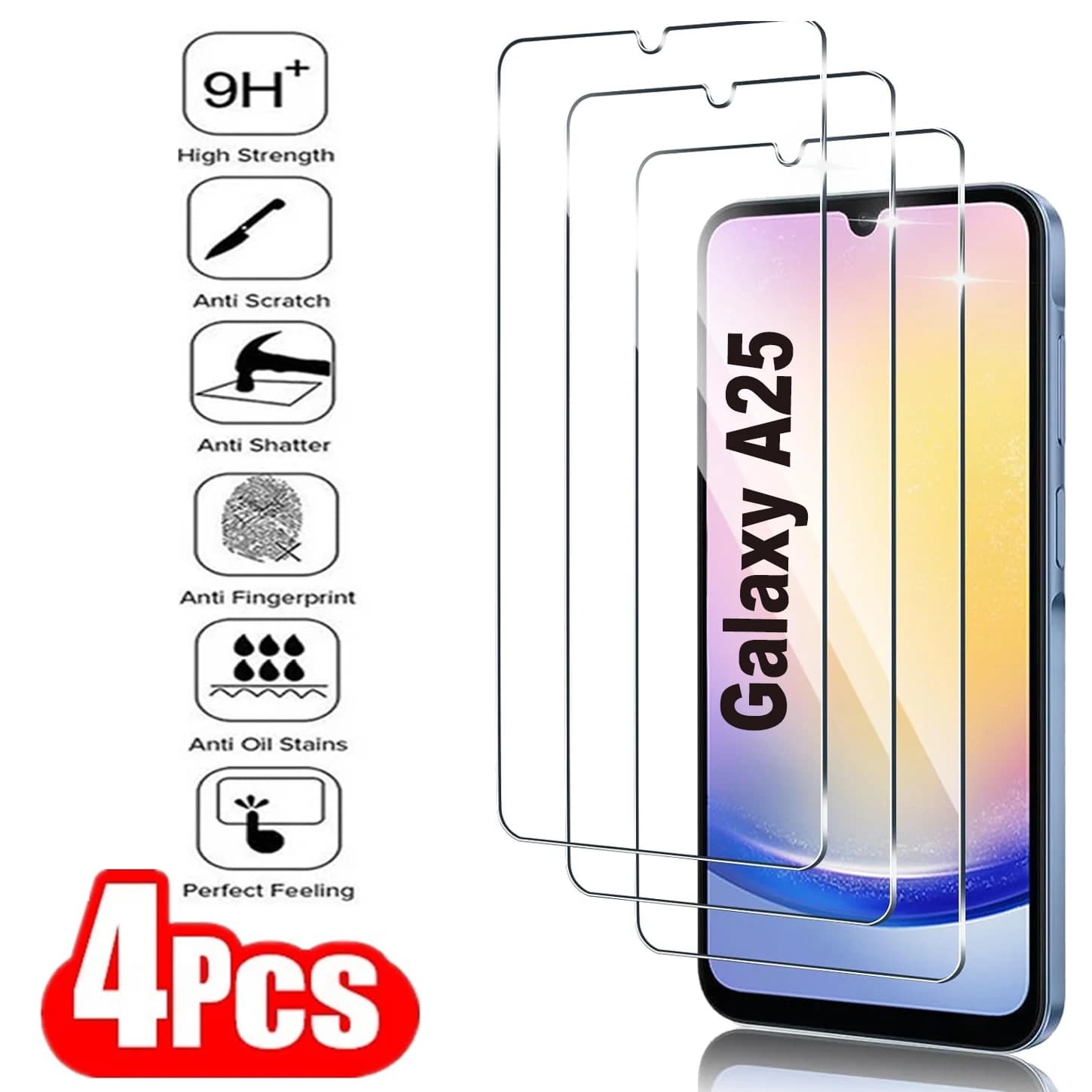 2/4Pcs 9H Screen Protector Glass For Samsung Galaxy A25 5G HD Tempered Glass Film