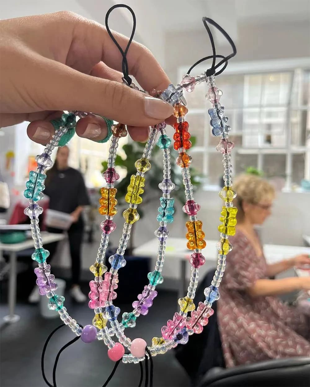 Cute Bear Charm Phone Chain Clear Resin Beaded Phones Strap Cord for Cell Phone 2023 New In Kpop Telephone Jewelry Wholesale