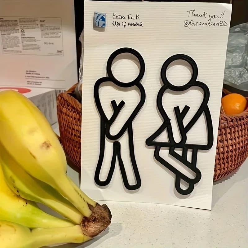 WC Door Signs Decoration,Modern Men And Women Toilet Signs,Toilet Signs Contour Decoration Hanging Pieces,Guest Toilet,Bathroom