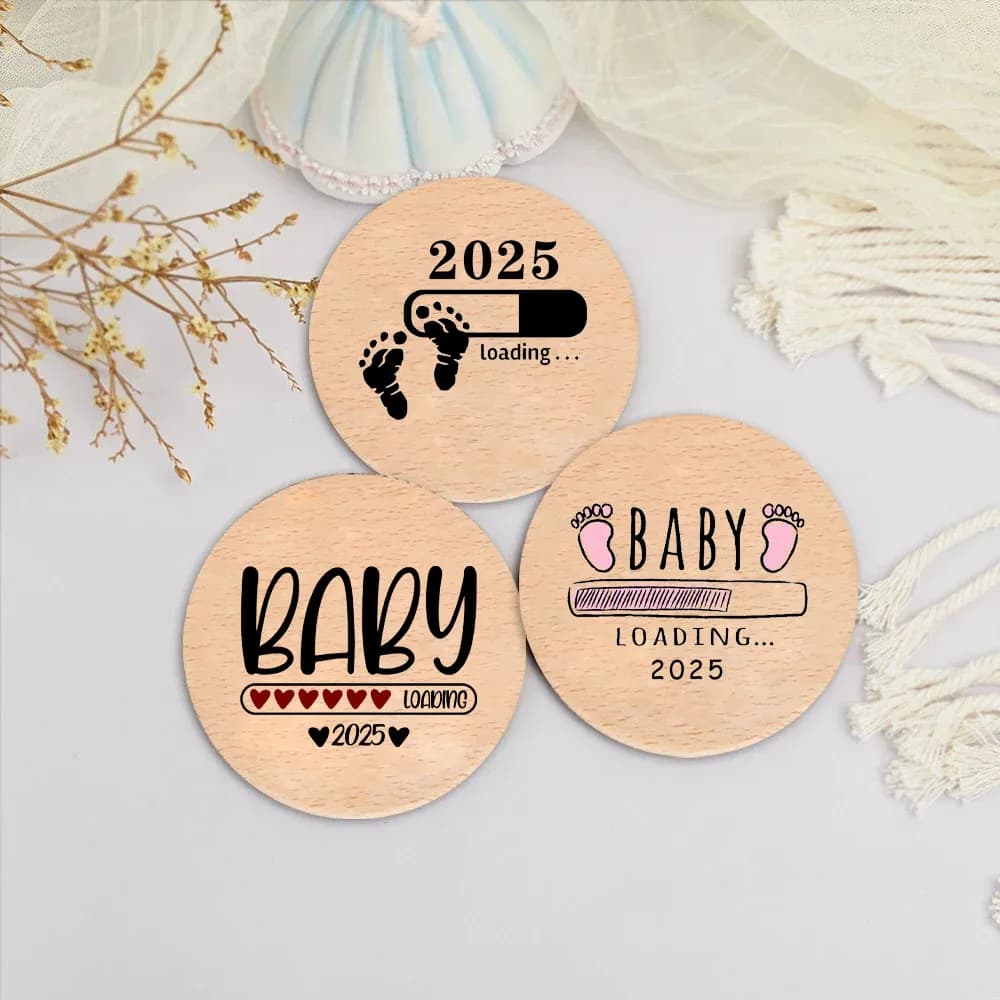 Baby Loading 2025 Print Sign Newbron Wooden Coasters New Baby Prop Wooden Coasters Wooden Baby Birth Announcement  Birth Gift