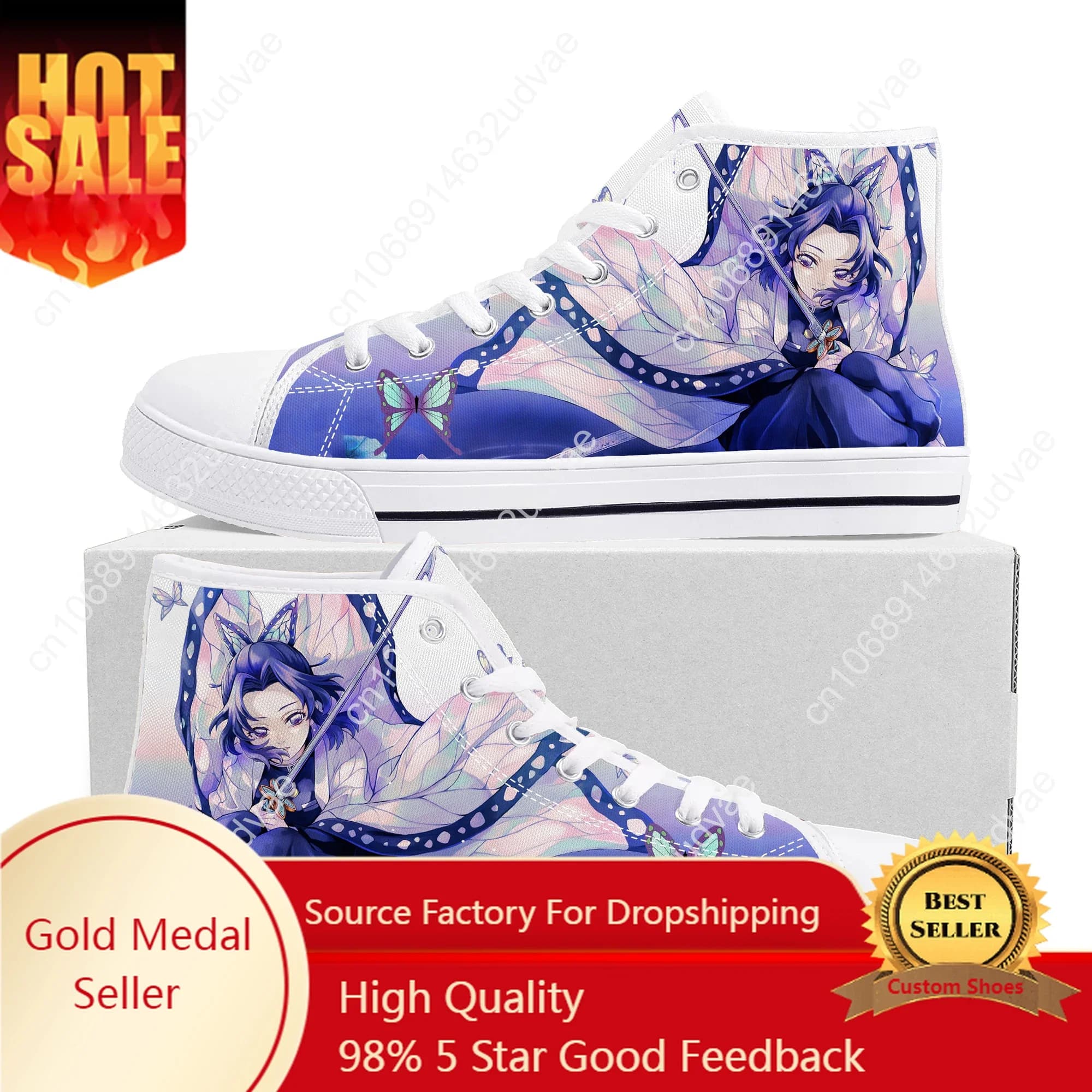 Japan Anime Cartoon Manga Shinobu Kocho High Top Sneakers Mens Womens Teenager Fashion Canvas Sneaker Couple Shoes Custom Shoe