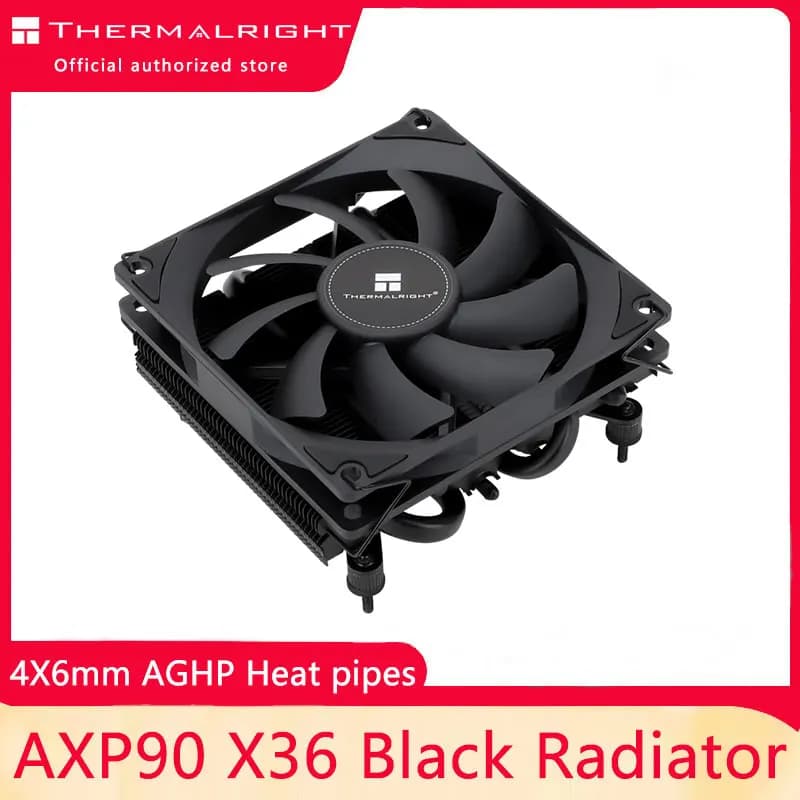 Thermalright AXP-90 X36 Black CPU Air Cooler with Quite 90mm PWM Fan 4 Heat Pipes 36mm Height for AMD AM4 Intel LGA 115X 1200