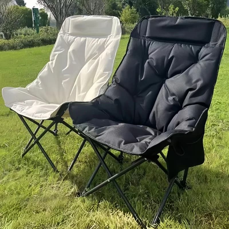 Outdoor Full Sponge Filled Fishing Chair Thickened High Back Portable Outdoor Foldable Chair with Carry Bag
