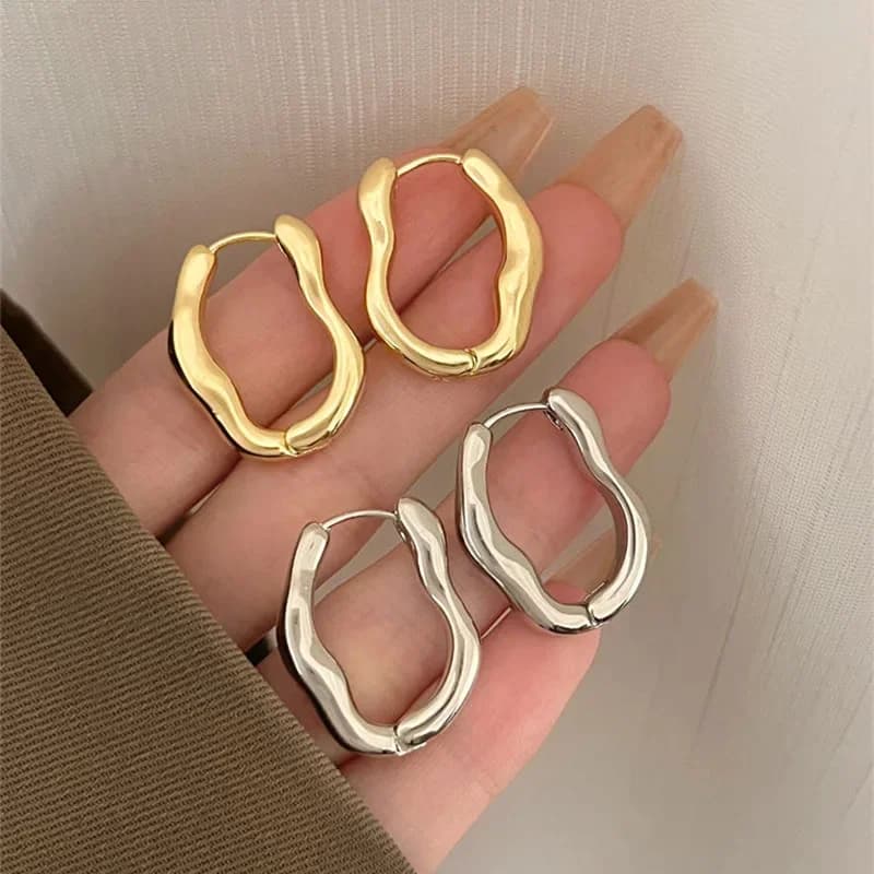 Vintage Metal Geometry Hoop Earring Fashion New Design Irregular Minimalist Earrings for Women Fashion Jewelry Gift 2025