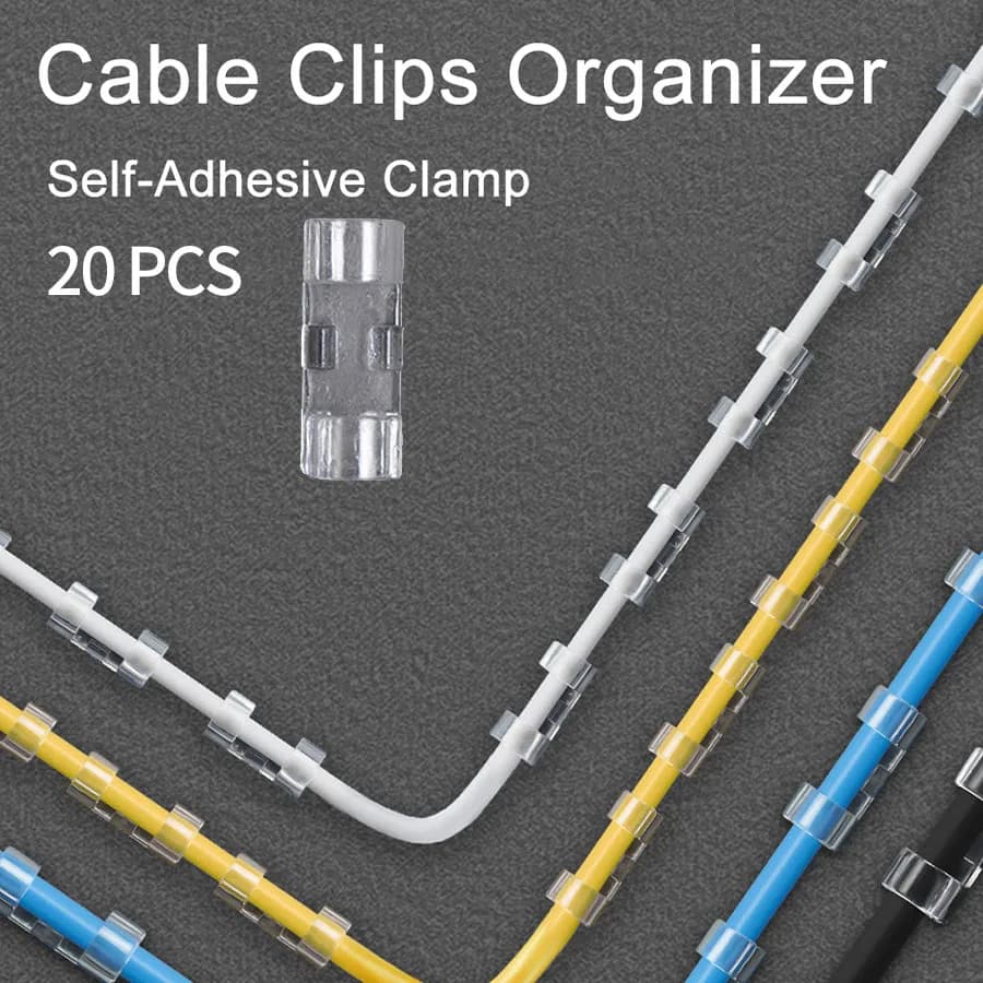 20PCS Cable Organizer Clips Self Stick Wire Management Line Cable Buckle Table Wall Fixer Fastener Holder USB Data Line Bobbin