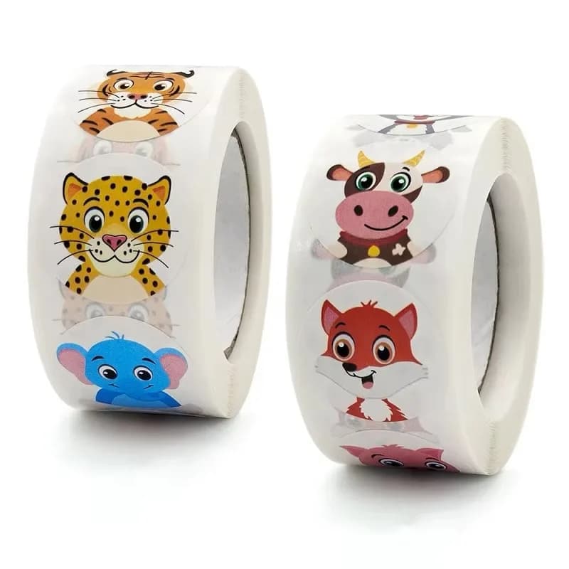 100-500pc Stickers for Rolling Animal Toy Game Sticker DIY Gift Sealing Label Decoration Roll Stickers Small Cute