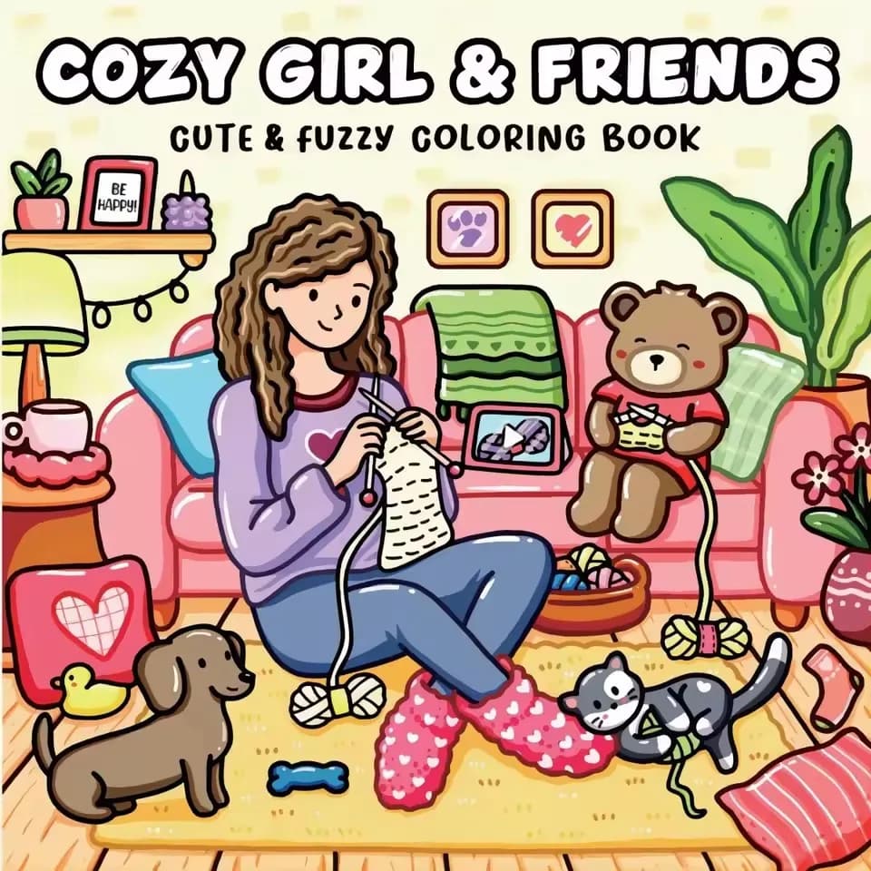 COZY GIRL & FRIENDS Coloring Book for Adults Cute Drawing Book Perfect Gift for Party and Birthday