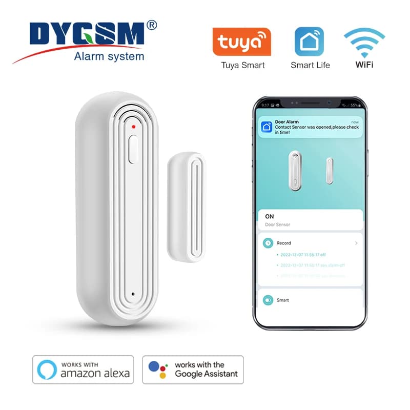 Tuya Smart WiFi Door Window Alarm Sensor Smart Home Open Closed Detectors Wifi Home Alarm Compatible With Alexa Google Home