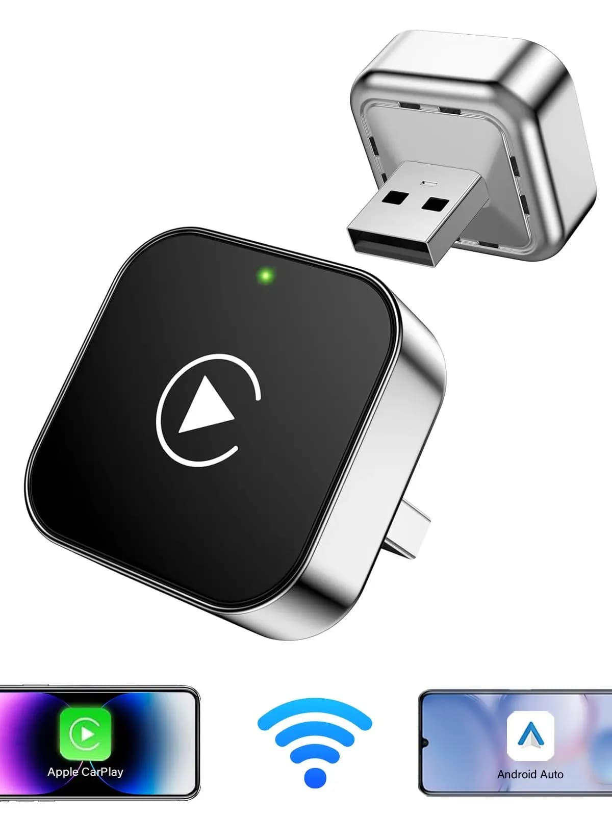 Universal mini Wireless CarPlay & Android Auto Adapter – Plug & Play USB Dongle for VW, Toyota, Nissan, Honda, Ford, Benz & More