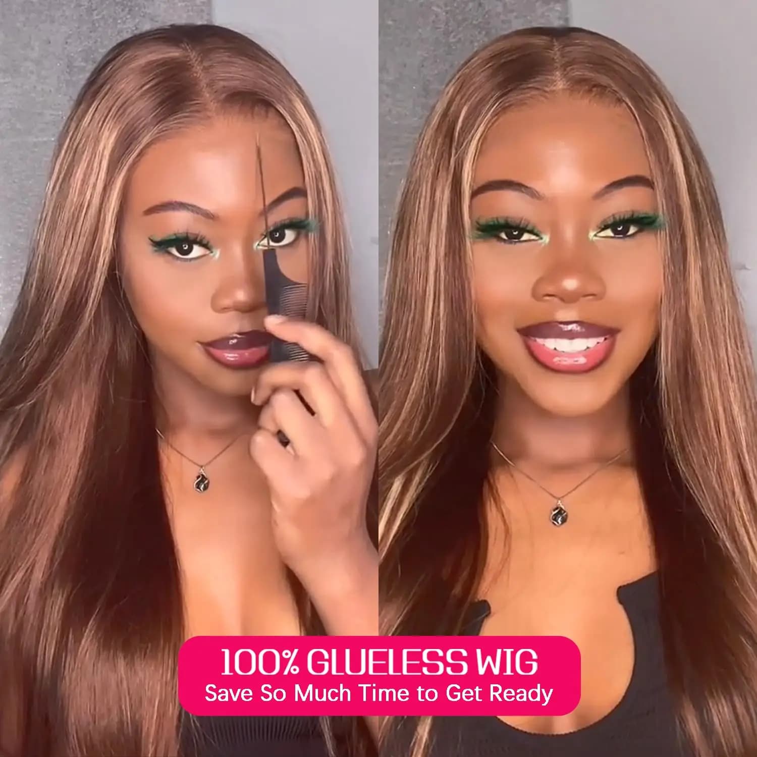 Highlight 5x5 Glueless Preplucked Lace Front Human Wigs For Women Ready To Wear & Go P4/27 HD Lace Closure Wig Frontal Wig