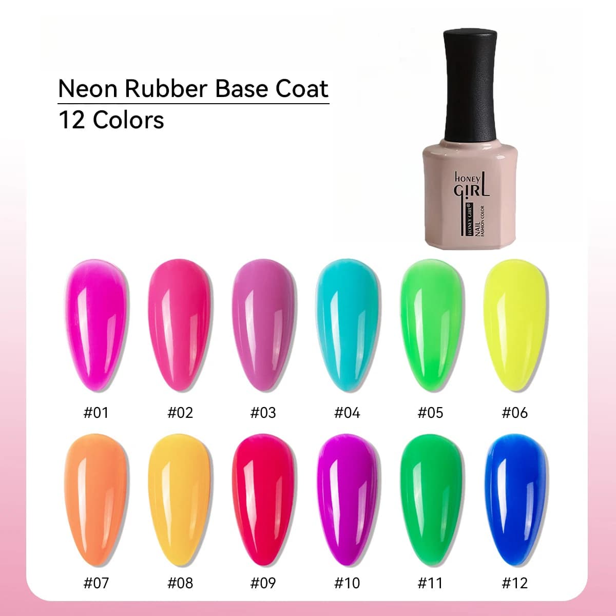 12 Colors Rubber Rubber Base 1 Neon Primer Primer Silicone Nail Polish Salon Rubber Nail Polish Set