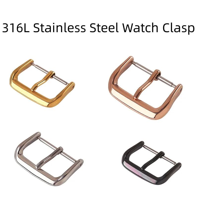 8 10 12 14 16 18 20 22 24mm 316L Stainless Steel Watch Buckle Clasp Replacement for Leather Watch Strap Watch Clasp Accessories