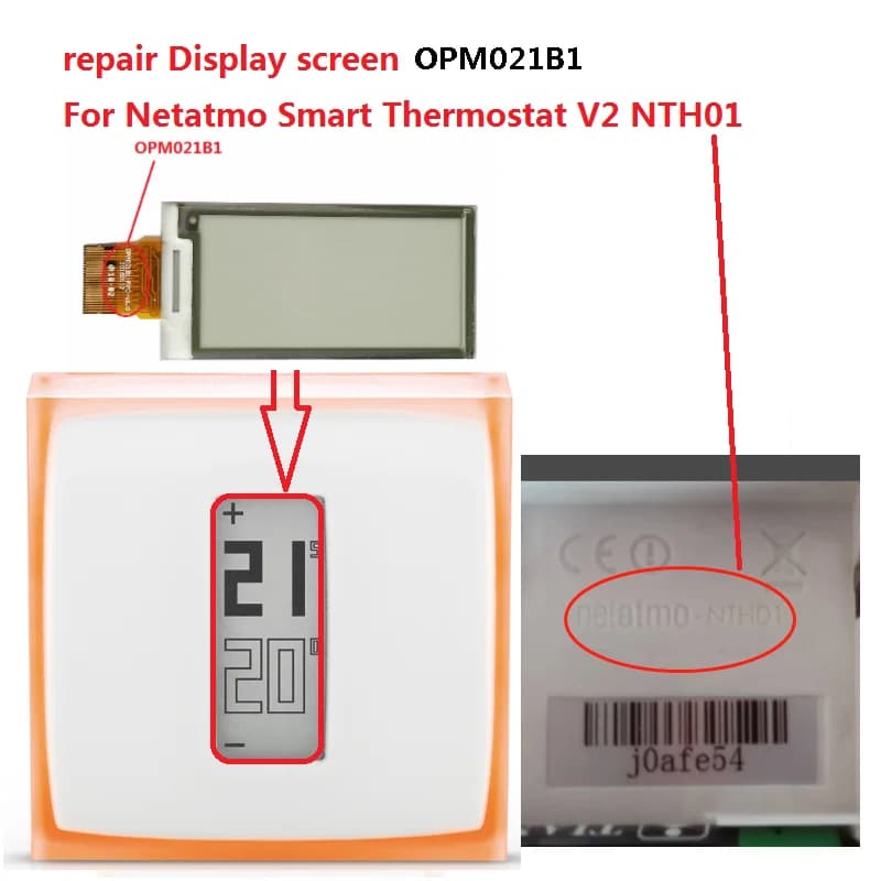 OPM021B1 Version Display For Netatmo Smart Thermostat V2 NTH01 N3A-THM02 Repair screen LCD