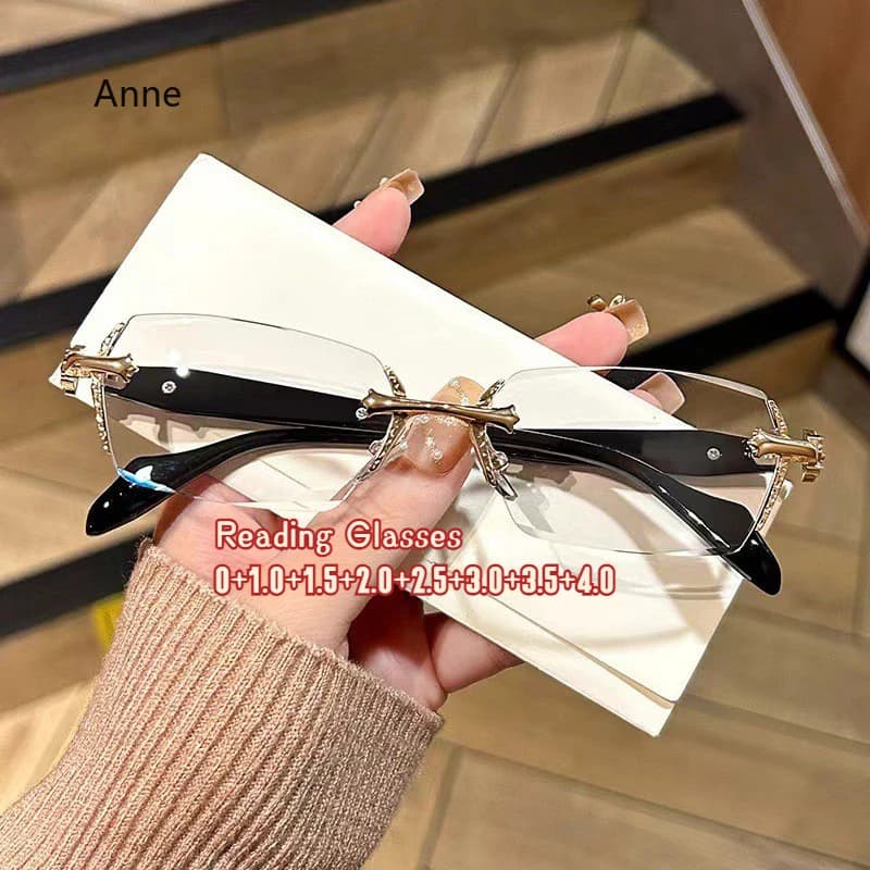 2024 Retro Frameless Ultra Light Women Men Reading Glasses Blocking Blue Light Computer Presbyopia Eyewear Eyeglasses +1.0..+4.0