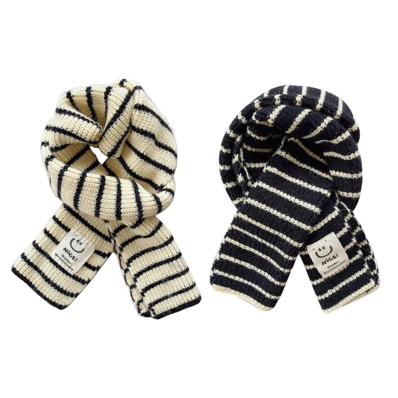 Adjustable Winter Stripe Scarf Kids Wools Scarf Comfortable Wear for Boys Girls