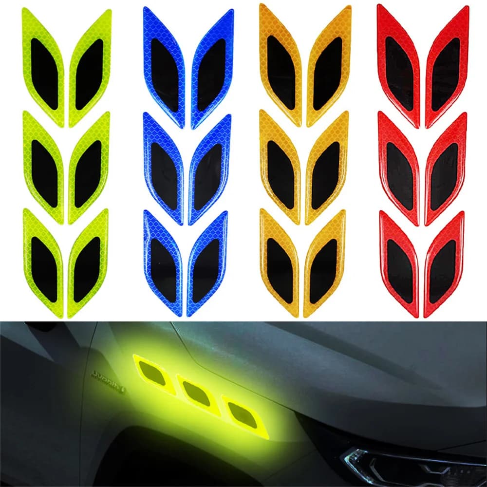 6pcs/Set Car Reflective Stickers Anti-Scratch Safety Warning Sticker for Truck Auto Motor Exterior Decorative Accessories