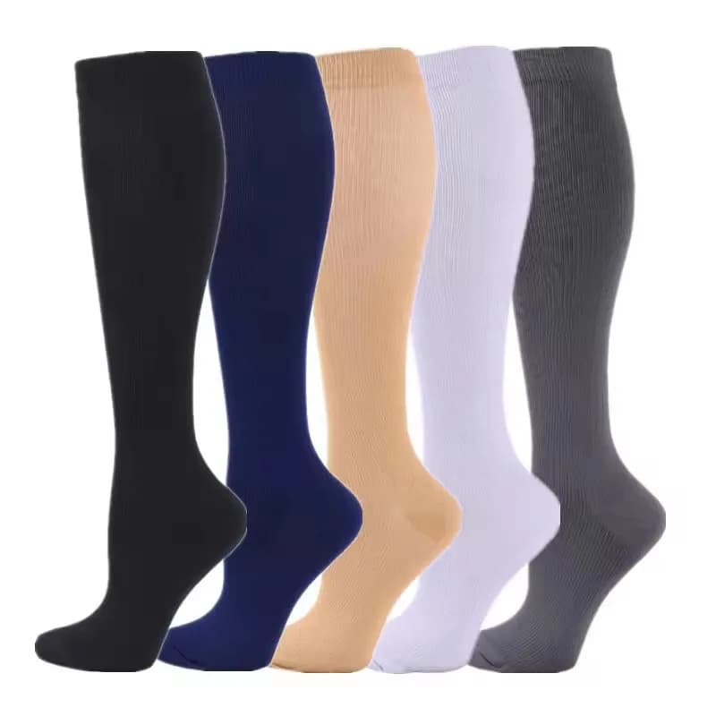 5 Pairs of Compression Socks for Women with Edema and Varicose Veins Anti Fatigue and Comfortable Solid Color Socks