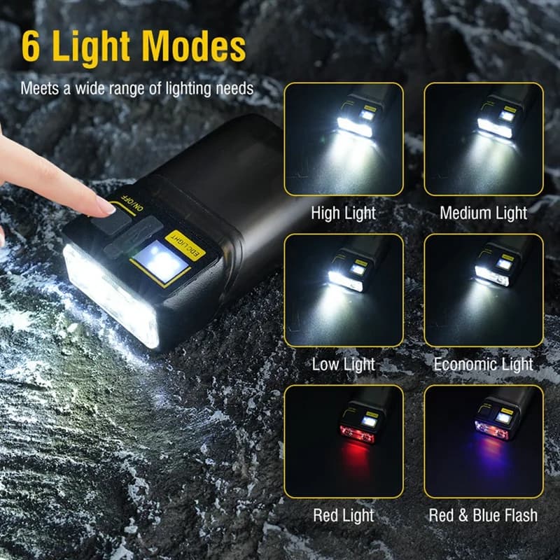 2PCS Rotatable LED Flashlight 380LM Portable Keychain Torch Type-C Rechargeable Outdoor Work Tool Light Power Display
