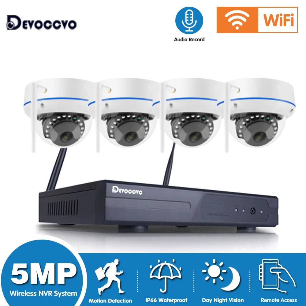 4CH IP Security Camera Wifi NVR Kit 5MP Outdoot Waterproof Audio Wireless Dome Camera Video Surveillance System Set 8 Channel