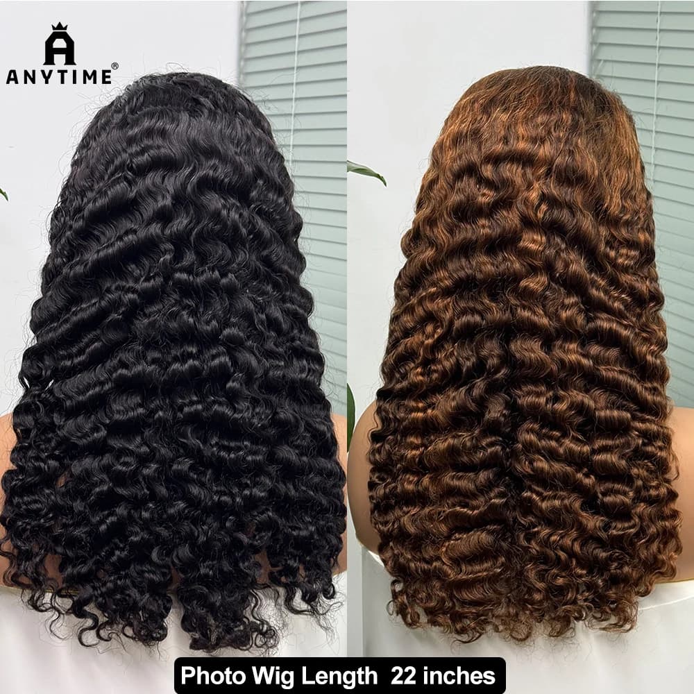 5x5 Lace 300% Density Burmese Deep Curly Hair Wig Ombre Double Drawn Human Hair Wig Transparent Lace Front Wig for Black Women