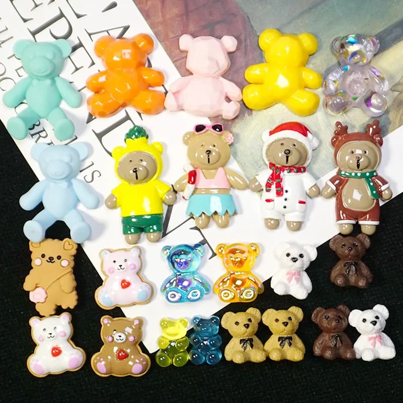 Best Cute three-dimensional bear accessories diy crystal drops glue cream shell table accessories