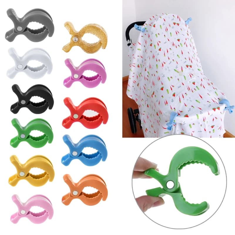 4pc/lot Baby Colorful Car Seat Accessories Plastic Pushchair Toy Clip Pram Stroller Peg To Hook Cover Blanket Mosquito Net Clips