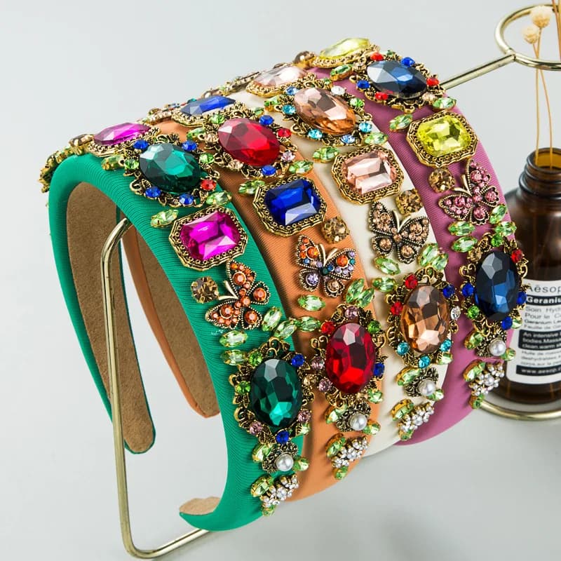 4 Colors Butterfly Baroque Rhinestone Headband Hairbands For Women Crystal Rhinestone Hairband Headband Girls Hair Accessories