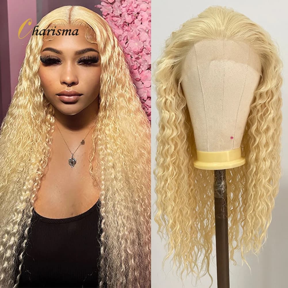 Charisma Synthetic Lace Front Wigs 613 Honey Blonde Wig Kinky Curly Frontal Wigs For Women Natural Hairline Lace Wig Daily Use